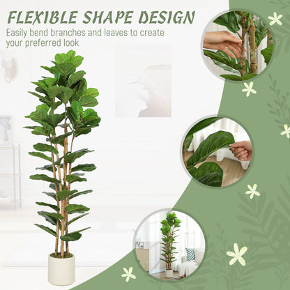 HOMCOM 180cm Artificial Fiddle Leaf Fig Tree - Green