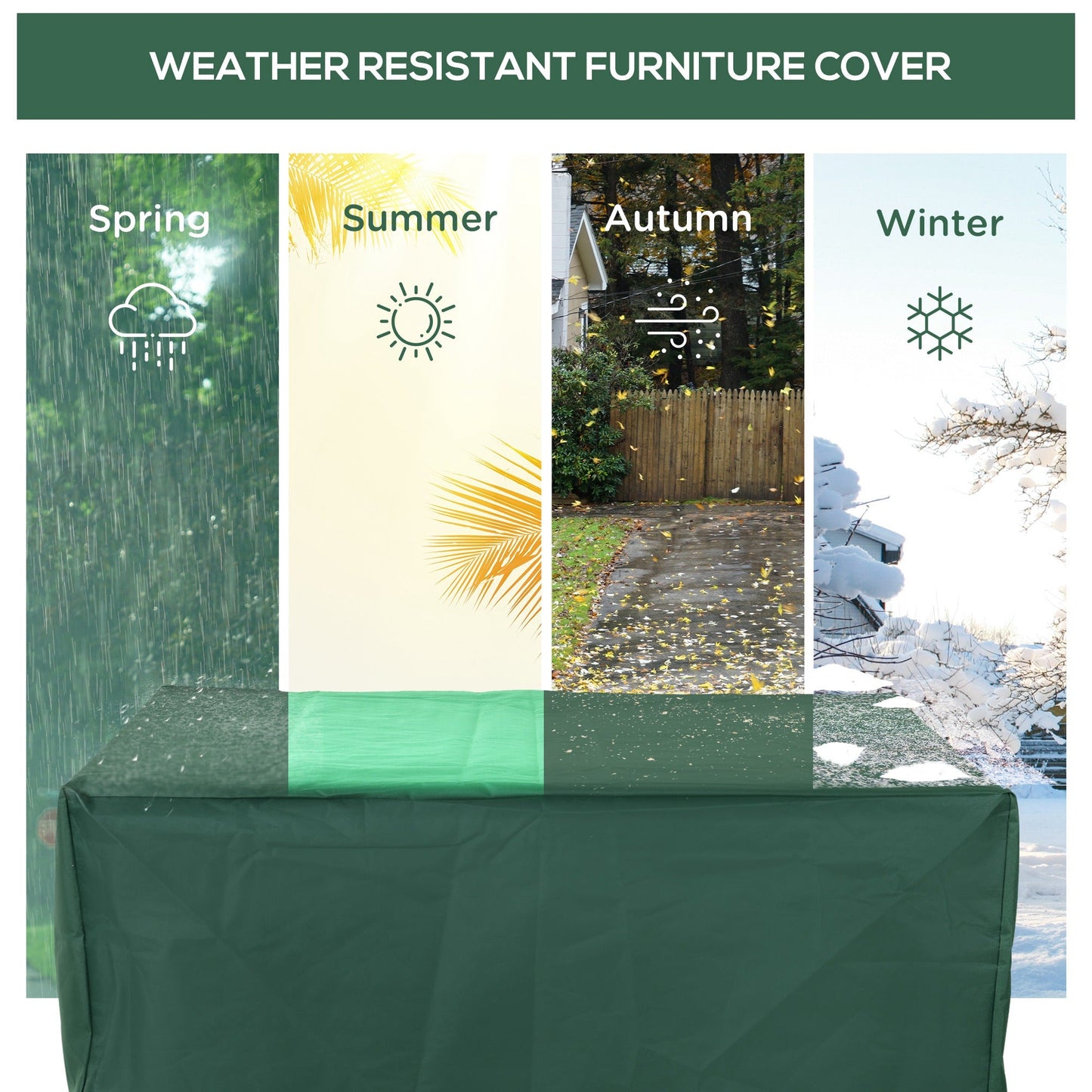Outsunny 600D Oxford Patio Set Cover Outdoor Garden Rattan Furniture Protection Cover Protector Waterproof Anti-UV, Green, 135 x 135 x 75cm