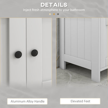 kleankin Pedestal Under Sink Cabinet with Double Doors, Modern Bathroom Vanity Storage Unit with Shelves, White