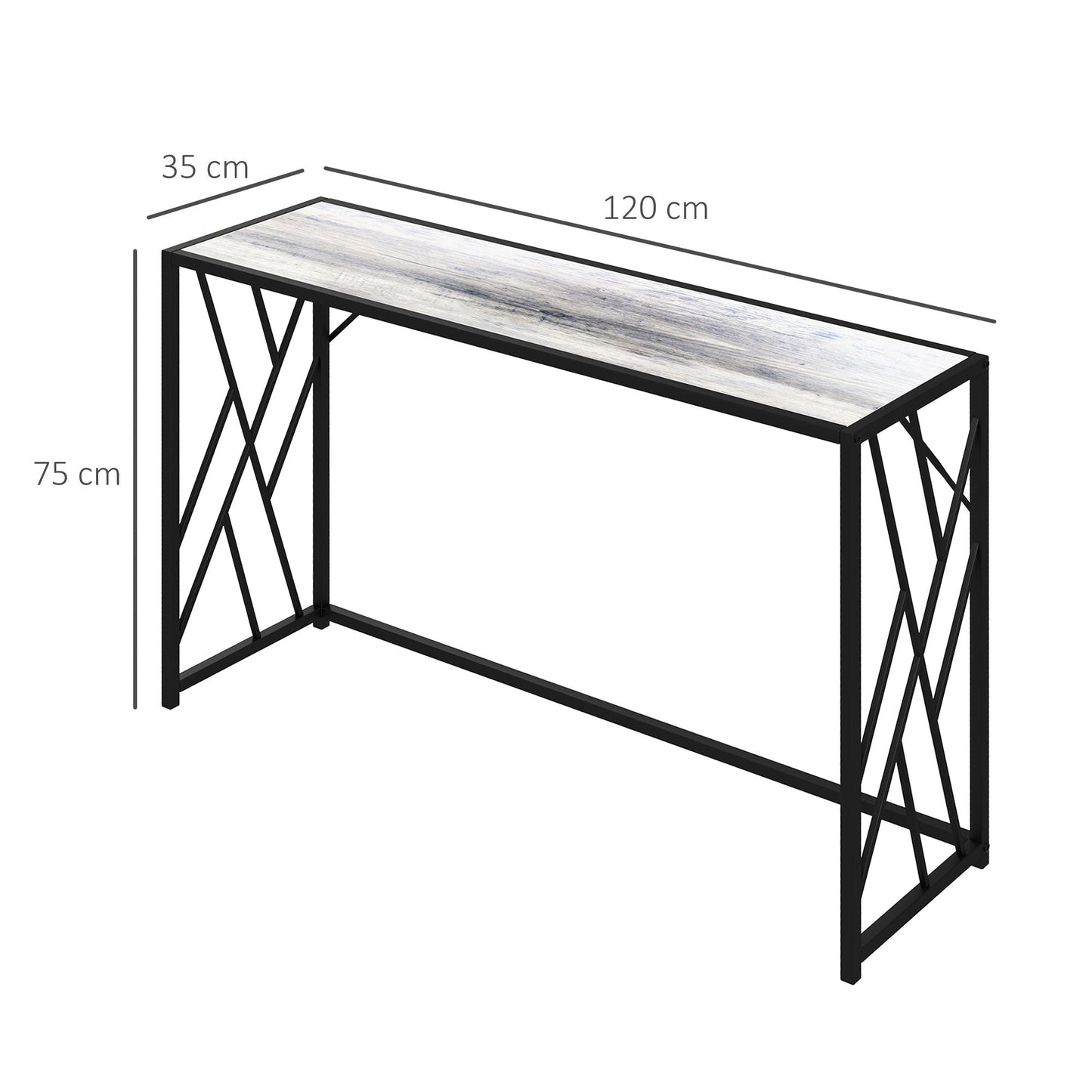HOMCOM Console Table, Industrial Sofa Table with Metal Frame for Living Room, Hallway, 120\'c2\'a0cm, Grey