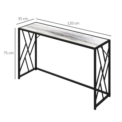 HOMCOM Console Table, Industrial Sofa Table with Metal Frame for Living Room, Hallway, 120\'c2\'a0cm, Grey