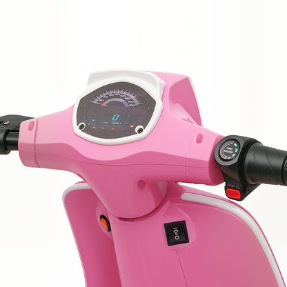 AIYAPLAY 24V Kids Electric Motorbike, Ride on Motorcycle with Manual Throttle, Brakes and LED Lights for Ages 8-12 Years, Pink