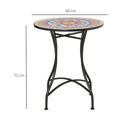 Outsunny Φ60cm Mosaic Outdoor Patio Table - Red