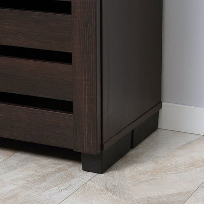HOMCOM 5-Tier Narrow Shoe Cabinet with Adjustable Shelves - Dark Brown
