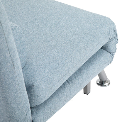 HOMCOM Linen Chair Bed, 3-in-1 Convertible Sleeper Chair with Adjustable Backrest, Pillow, for Living Room, Bedroom, Sky Blue