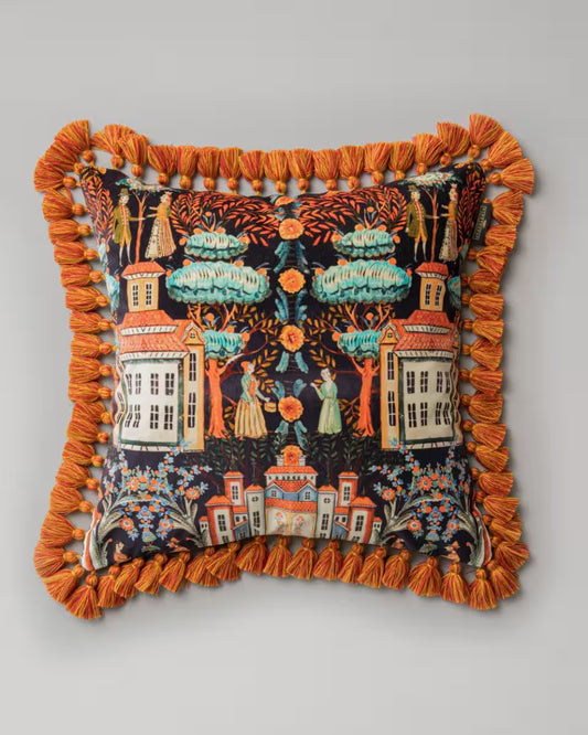 TALES OF TYROL Peat Black Velvet Cushion