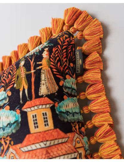 TALES OF TYROL Peat Black Velvet Cushion