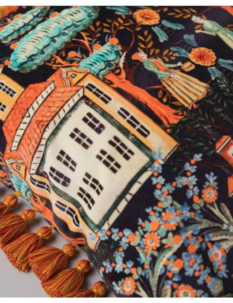 TALES OF TYROL Peat Black Velvet Cushion