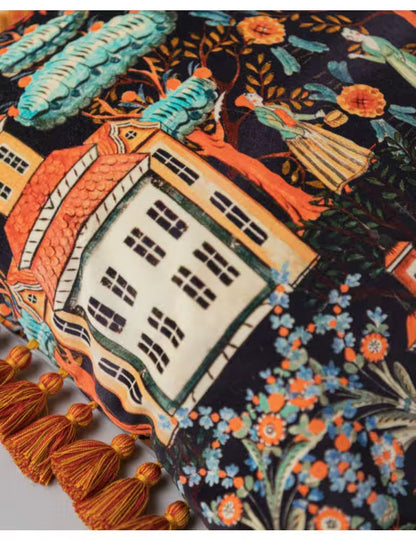 TALES OF TYROL Peat Black Velvet Cushion