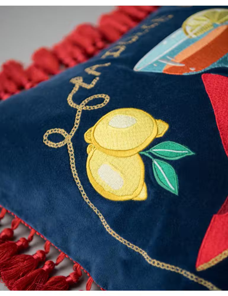 LA DOLCE VITA Embroidered Velvet Cushion