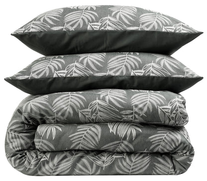 Leaf Jacquard Reversible Duvet Cover Sets in Grey and Pink with Cotton Blend for Ultimate Comfort Eco-Friendly Bedding in King Queen Double Single Sizes by OLIVIA ROCCO