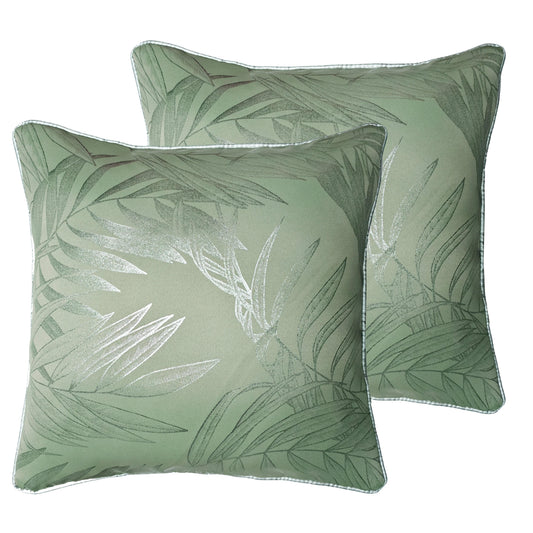 OLIVIA ROCCO Leaf Sparkle 2 Pack Cushion Covers Leaf Sage Green Modern Decorative Throw Pillow Cases for Sofa or Bed Set