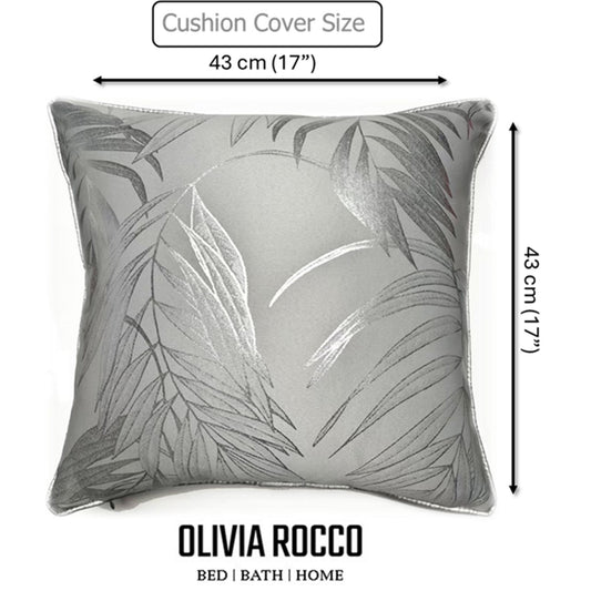 OLIVIA ROCCO Leaf Sparkle 2 Pack Cushion Covers Leaf Silver Modern Decorative Throw Pillow Cases For Sofa Bed Living Room