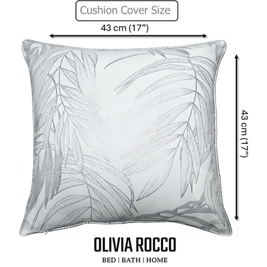 OLIVIA ROCCO Leaf Sparkle Set Of 2 Cushion Covers Leaf White Modern Decorative Throw Pillow Cases For Sofa And Bed Decor