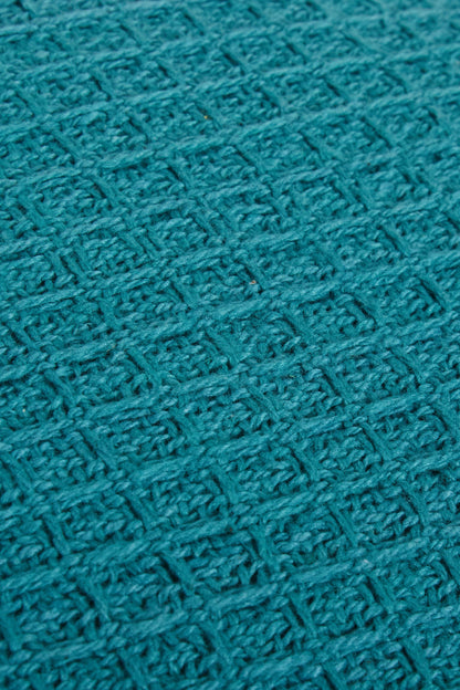 OLIVIA ROCCO Lisbon Pure Indian Cotton Handwoven Honeycomb Cushion Covers Indoor Outdoor Use 17x17 and 24x24 Grey Ochre Navy Teal Pink Silver