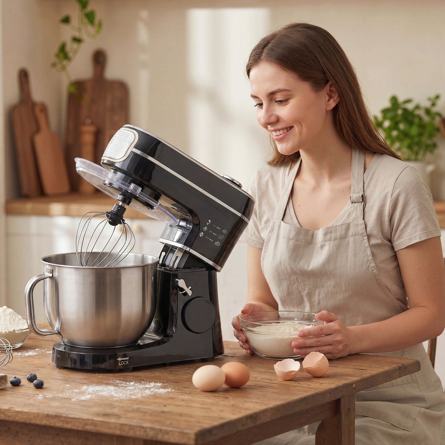 HOMCOM Stand Mixer, 6L 1400W Tilt-Head Food Mixer with 11 Speeds, Pulse & Fermentation Function, LED Display, Black