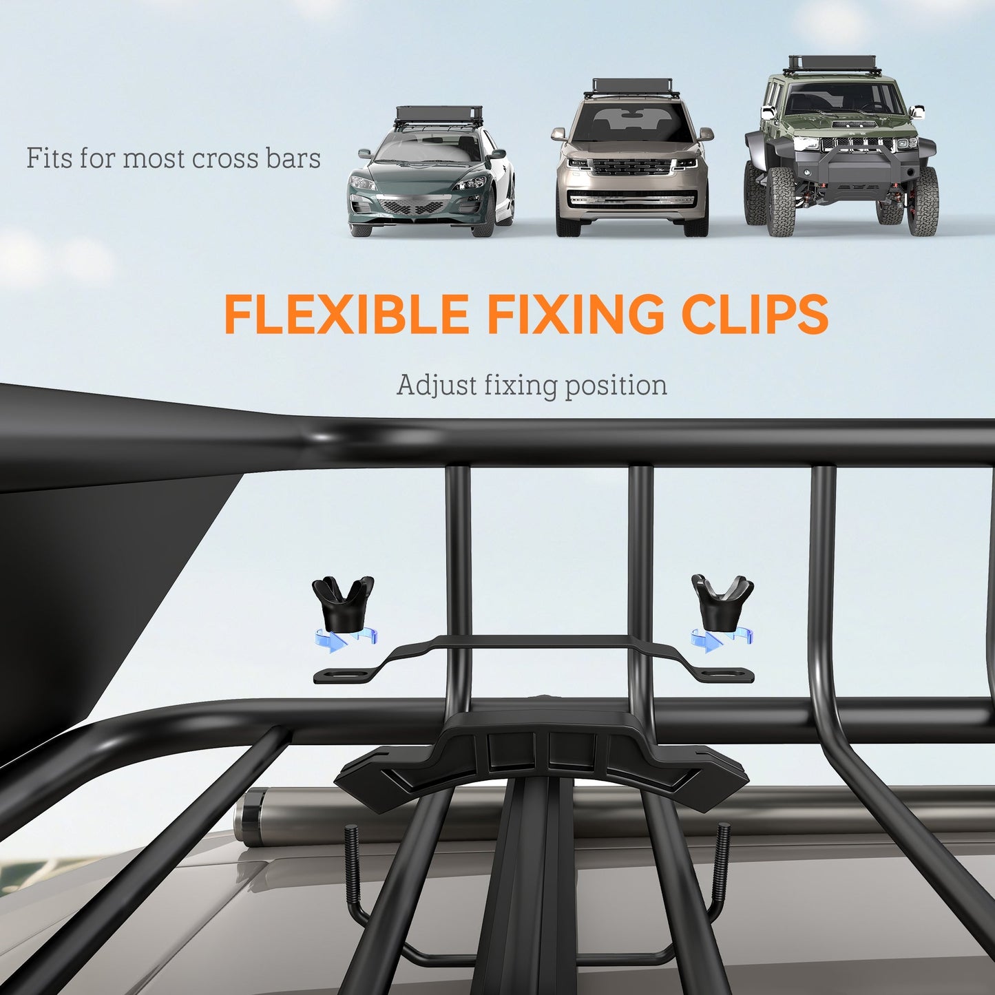 HOMCOM Universal Roof Rack Basket Tray, 90.7 kg Steel Car Rooftop Luggage Cargo Carrier Holder with Wind Fairing, Side Rails for SUVs, Pickups, Sedans, Off-Road Vehicles, 110.5 x 99.5 x 18.5 cm, Black