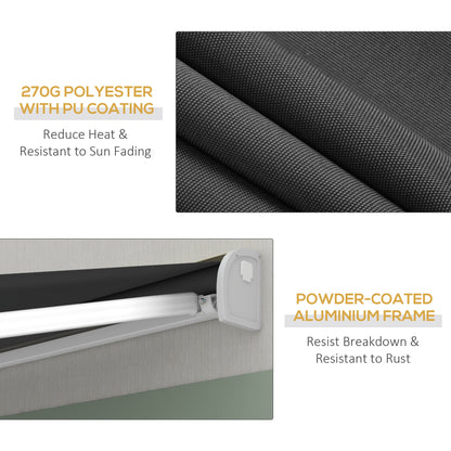 Outsunny 2.5 x 3m Electric Cassette Awning, with Remote - Grey