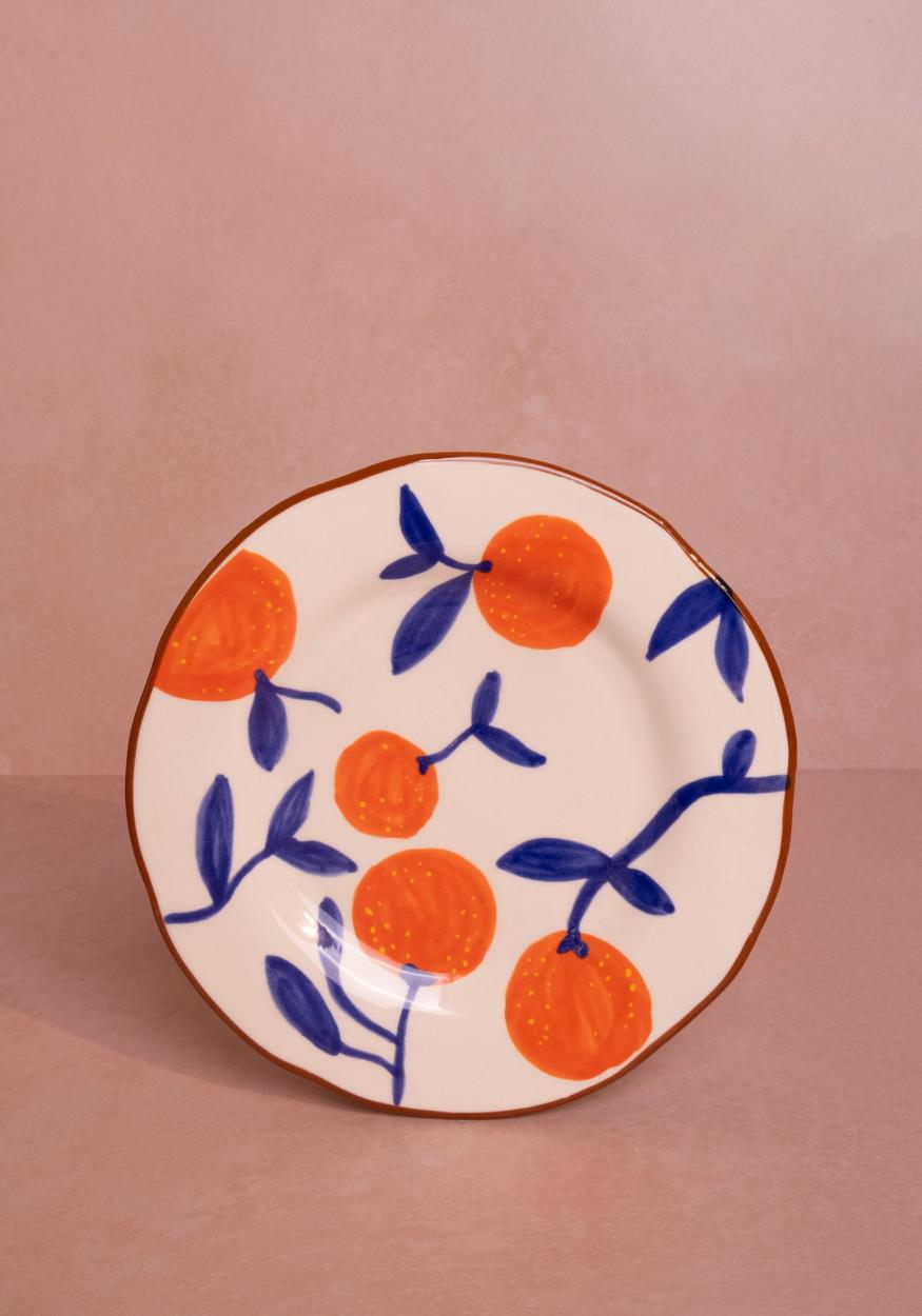 Lunch Plates Twig Oranges  - Set of 4