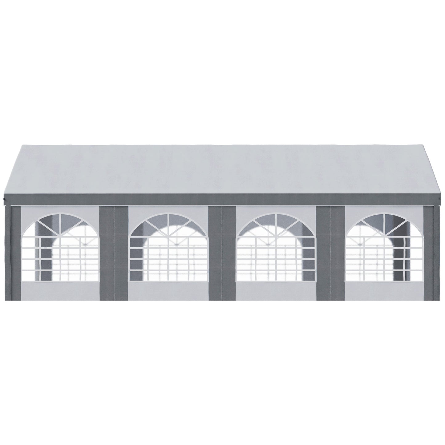 Outsunny 8 x 4m Galvanised Party Tent, Marquee Gazebo with Sides, Eight Windows and Double Doors, for Parties, Wedding and Events