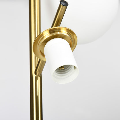 HOMCOM 3-Light Tree Floor Lamps for Living Room, Modern Standing Lamp for Bedroom with Globe Lampshade, 3000K/4000K/6000K Colour Temperatures, Steel Base, Gold Tone