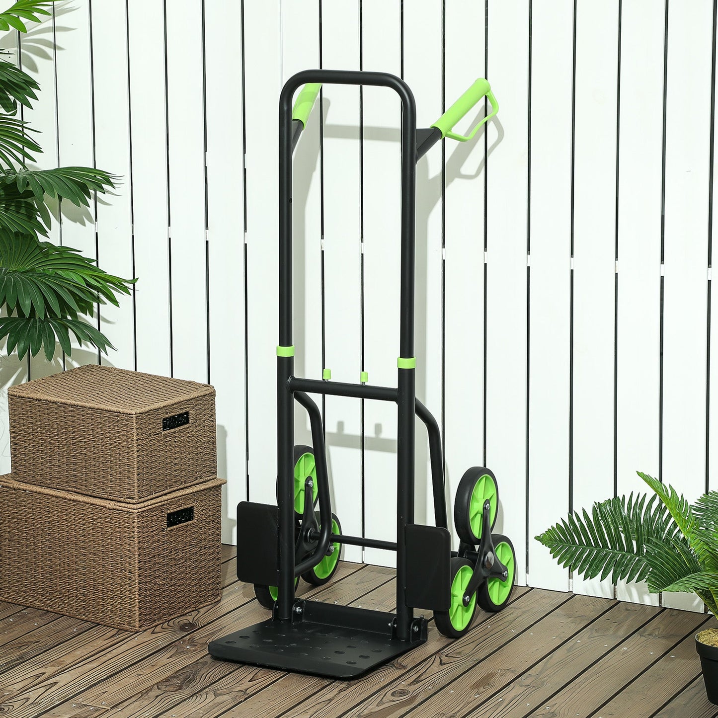 DURHAND Six-Wheel Folding  Sack Barrow Trolley - Black/Green