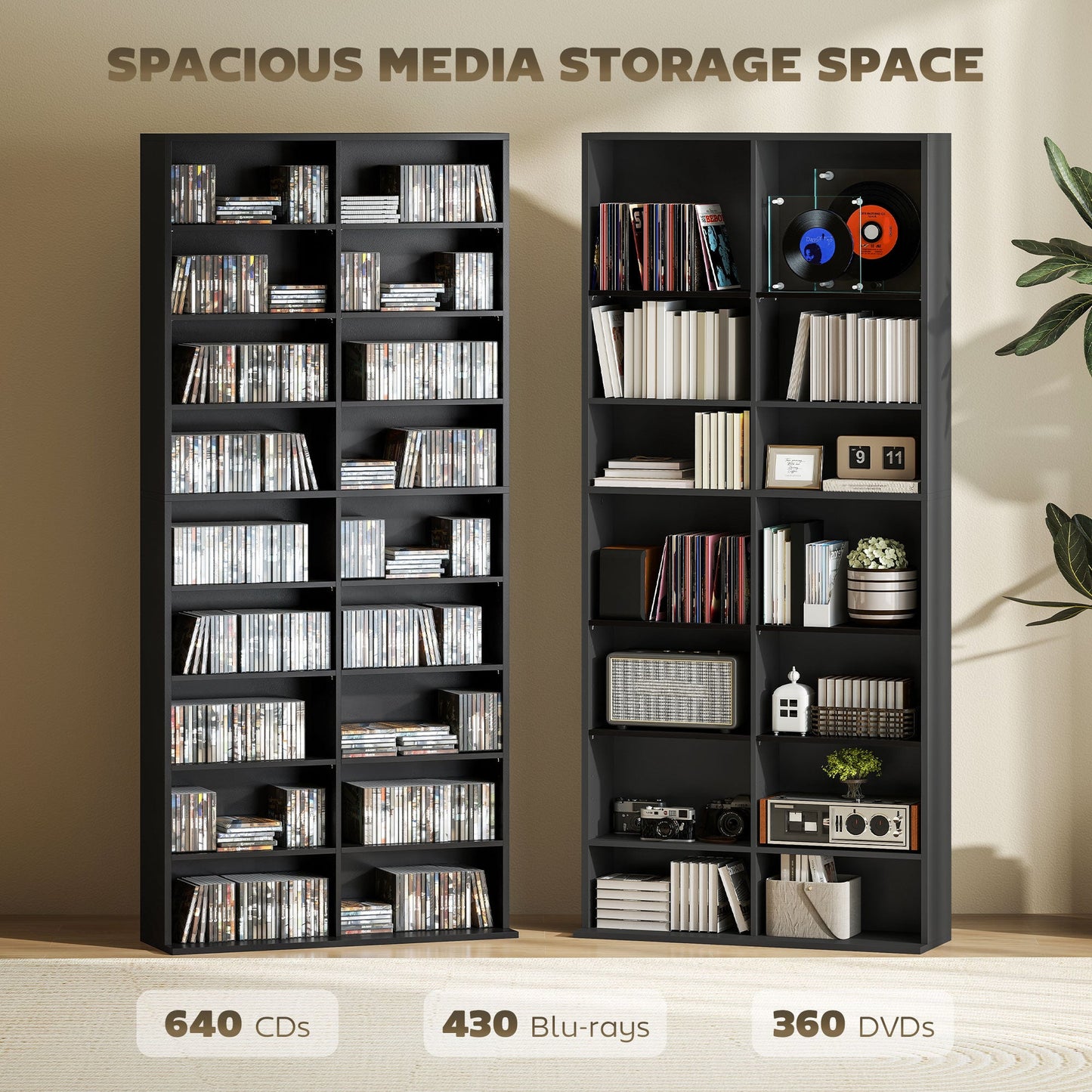 HOMCOM 640 CD Storage Tower - Black