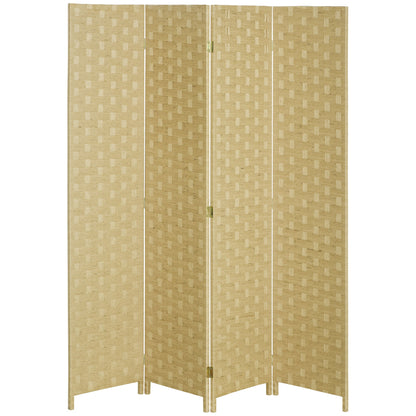 HOMCOM 4-Panel Room Dividers, Wave Fibre Freestanding Folding Privacy Screen Panels, Partition Wall Divider for Indoor Bedroom Office, 170\'c2\'a0cm, Brown