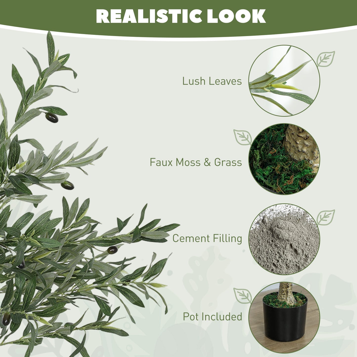 HOMCOM Set of Two Silk Leaf Artificial Olive Trees