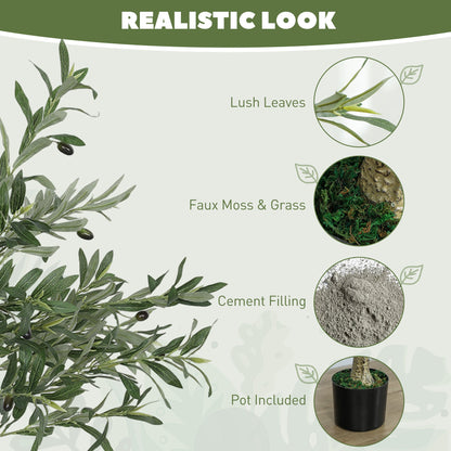 HOMCOM Set of Two Silk Leaf Artificial Olive Trees