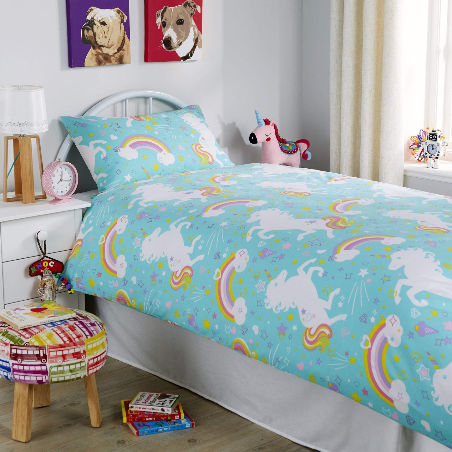 Magical Unicorn Fairytale Duvet Cover Set for Kids Cotton-Rich Whimsical Design OEKO-TEX Certified Bedding Available Single Double by OLIVIA ROCCO
