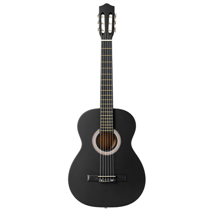 39 Inch Round Barrel Basswood Classical Folk Guitar (Matte Black)