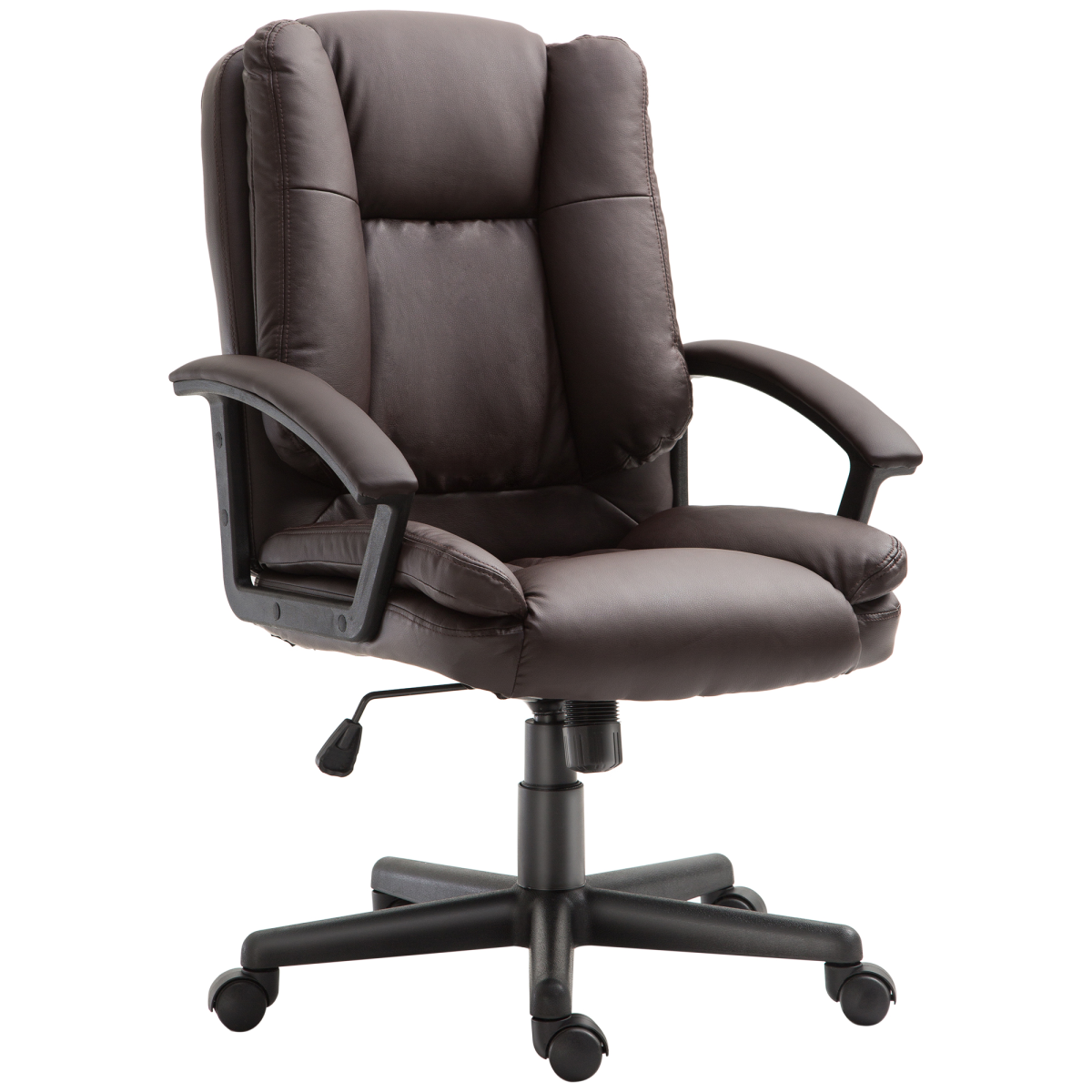 Swivel Executive Office Chair Mid Back PU Leather Chair w/ Arm, Brown HOMCOM