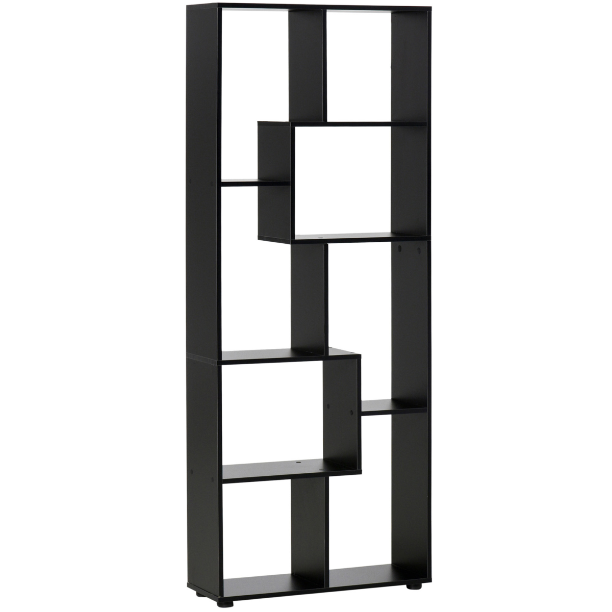 178cm 8-Shelf Bookcase w/ Melamine Surface Foot Pads Black Multipurpose 8-Grid