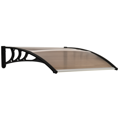 75 L x 120 W x 23 H cm Brown Polycarbonate Curved Awning w/ Black Bracket