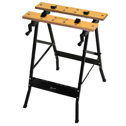 DURHAND MDF Top Portable Work Bench w Adjustable Clamps Black