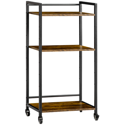 HOMCOM 3-Tier Printer Stand, Utility Cart, Rolling Trolley Adjustable Shelves