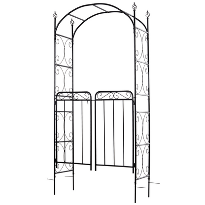 Metal Decorative Backyard Arch Gate Garden Arbor for Climbing Plants Outsunny