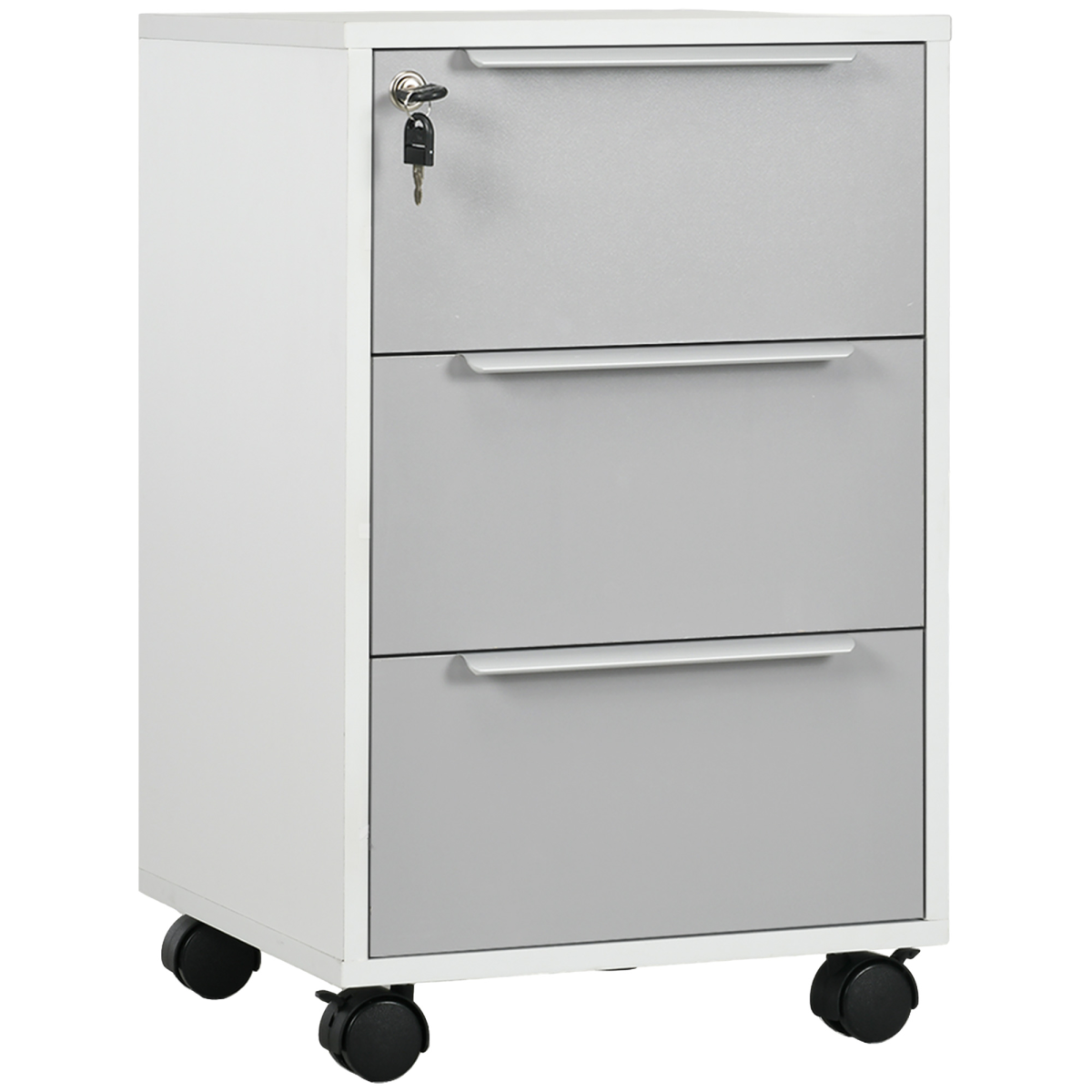3-Drawer Locking File Cabinet Mobile Chest of Drawers Side Table Wheels