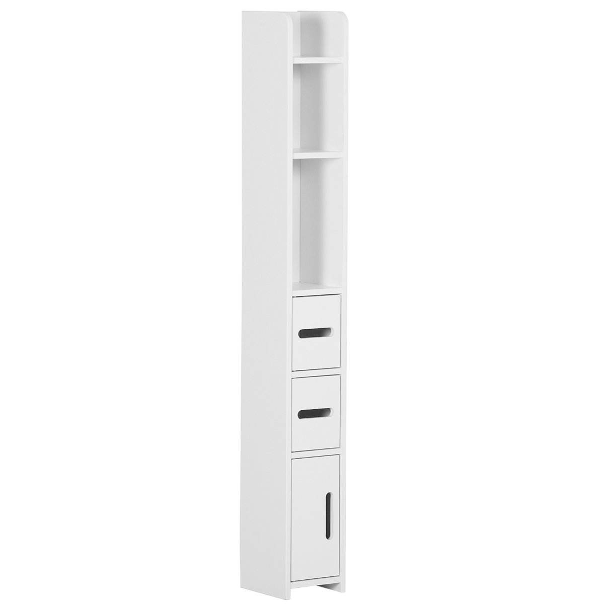 kleankin Freestanding Bathroom Cabinet w/ Open Shelves 3 Cupboards, White