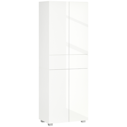 4-Door Kitchen Cupboard Freestanding Storage Cabinet w/ Shelves & Drawers White