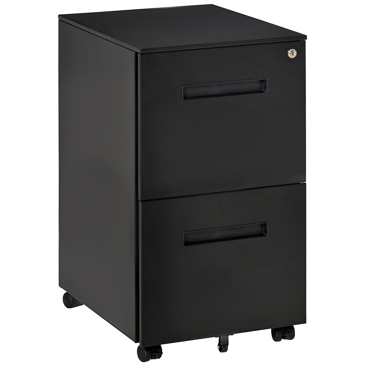 Mobile Lockable File Cabinet w/ Adjustable Hanging File Folder Black Vinsetto