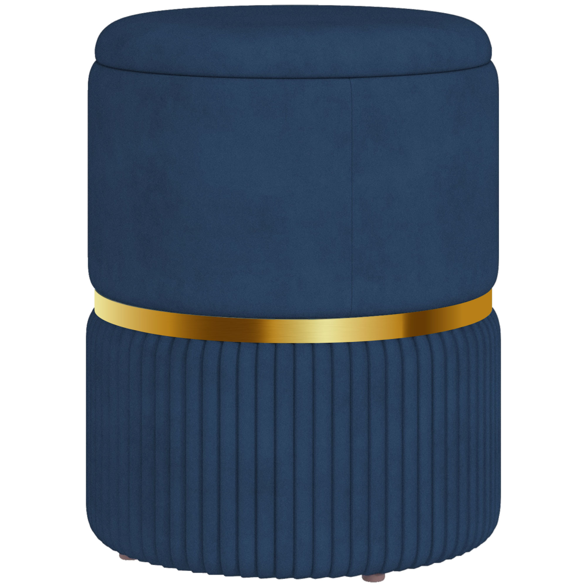 HOMCOM Round Pouffe, Storage Footstool with Cushioned Top, Hidden Space