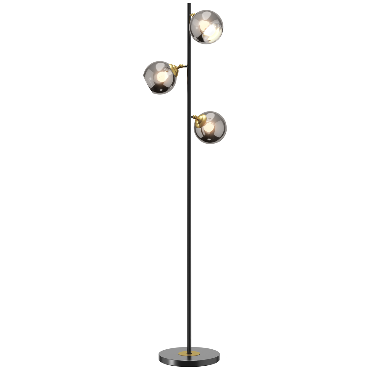 HOMCOM Modern Floor Lamp with Glass Global Shade, 3 Light, for Living Room