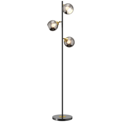 HOMCOM Modern Floor Lamp with Glass Global Shade, 3 Light, for Living Room