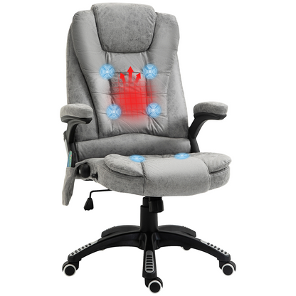 Executive Reclining Chair w/ Heating Massage Points Relaxing Headrest Grey