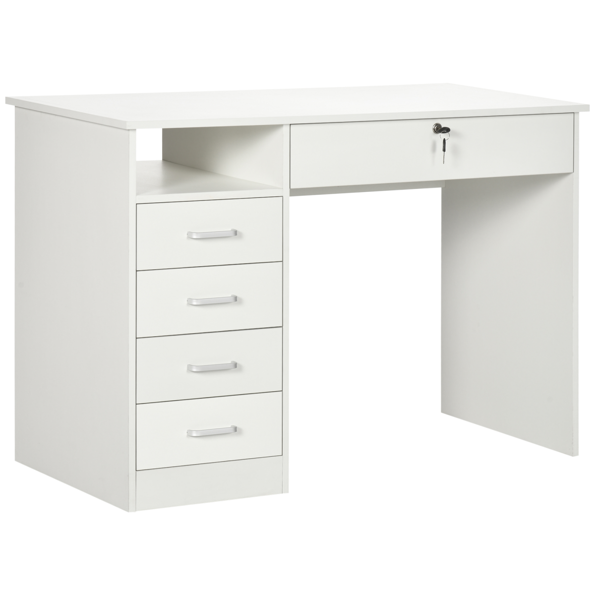 Computer Desk Writing Desk with Five Drawers for Home Office White