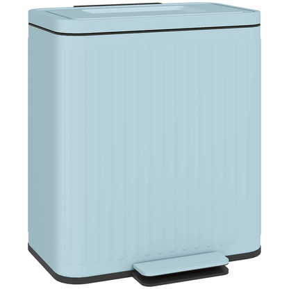 HOMCOM 2 x 20L Double Rubbish Bin, Pedal Bin with Soft-Close Lid, Light Green