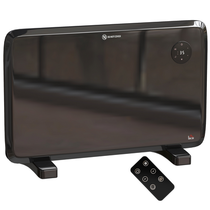 HOMCOM Electric Convector Heater, Quiet Space Heater w/ LED Display, Black