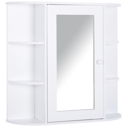 Wall Mounted Bathroom Cabinet w/ Mirror Single Door Storage Shelves HOMCOM